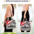 thumbnail image 4 of FORMRS Womens Corduroy Tote Bag Crossbody Shoulder Handbag with Pocket, Black Illusionary Boat, 4 of 7