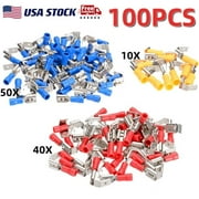 100PCS 22-10AWG Piggyback Quick Wire Connector Male Female Spade Terminals Mixed