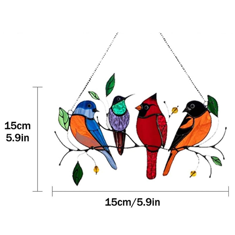 Rtr Multicolor Birds On A Wire Window Panel Bird Pendant Garden Yard Home Decor Gift Walmart Com