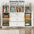 thumbnail image 5 of ChVans Large 79" Bookcase Storage Cabinet with Glass Doors: 3 Compartments, 3 Drawers, 2 Cabinets for Home Office & Living Room, 5 of 9
