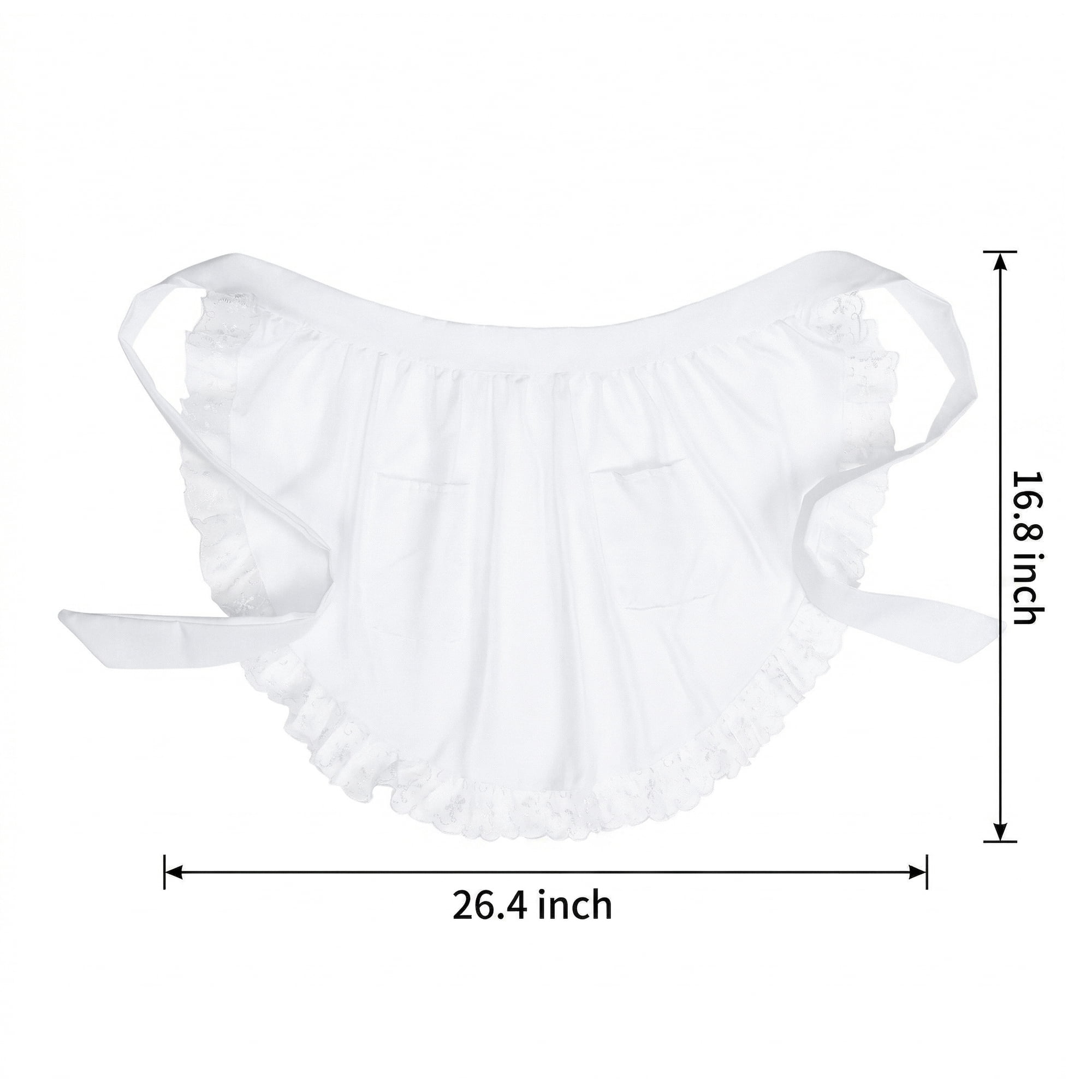 Unique Bargains Women's Durable Polyester Aprons 26.4x16.8in White with Lace Trim