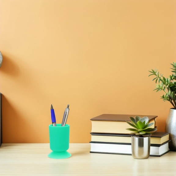 Mobestech Green Silicone Pen and Brush Holder for Office Desk Organization