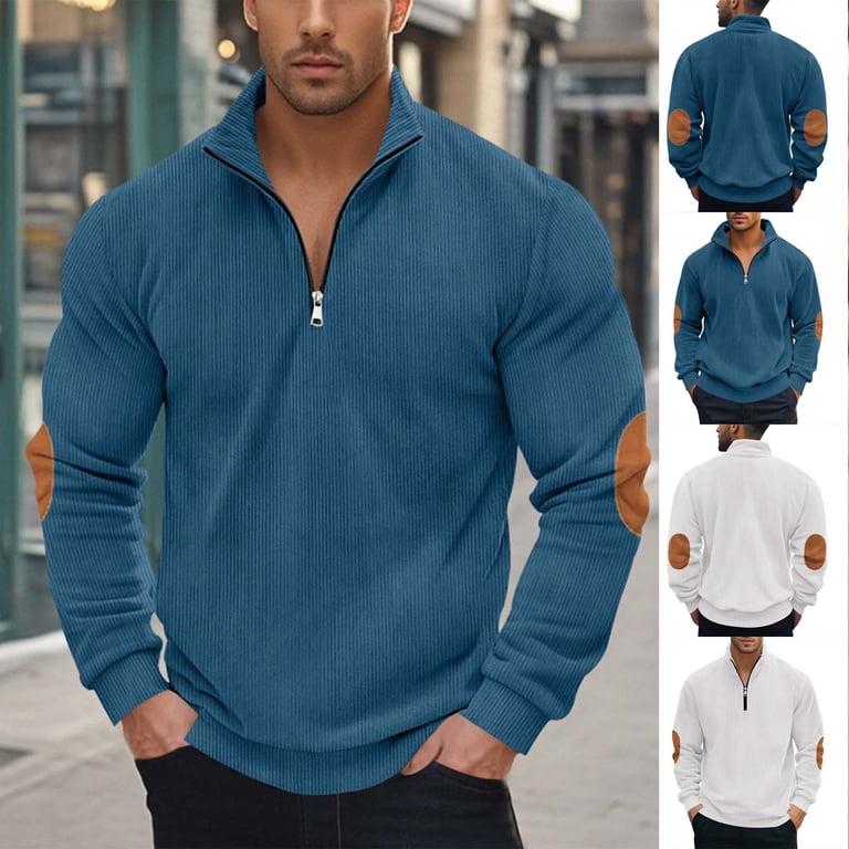 ZCFZJW Men's Quarter Zip Up Pullover Lightweight Casual Mock Neck
