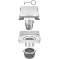 thumbnail image 2 of HEATGENE 6-Inches Square Shower Drain with Flat Cover, Stainless Steel Shower Floor Drain with 2-in-1 Flat & Tile Insert Cover, Floor Shower Drain with Hair Strainer, Brushed, 2 of 9