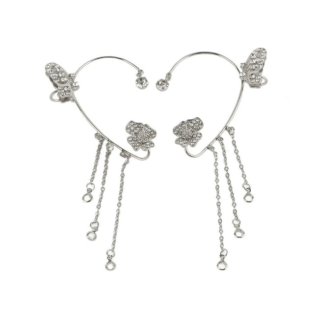 Exquisitos Pendientes De Borla De Mariposa, Circonita AAA. Hipoalergénico, No Perforado, Aleación De Oro Y Plata. Sin Clips Perforantes, Regalo De Joyería Con Cristales