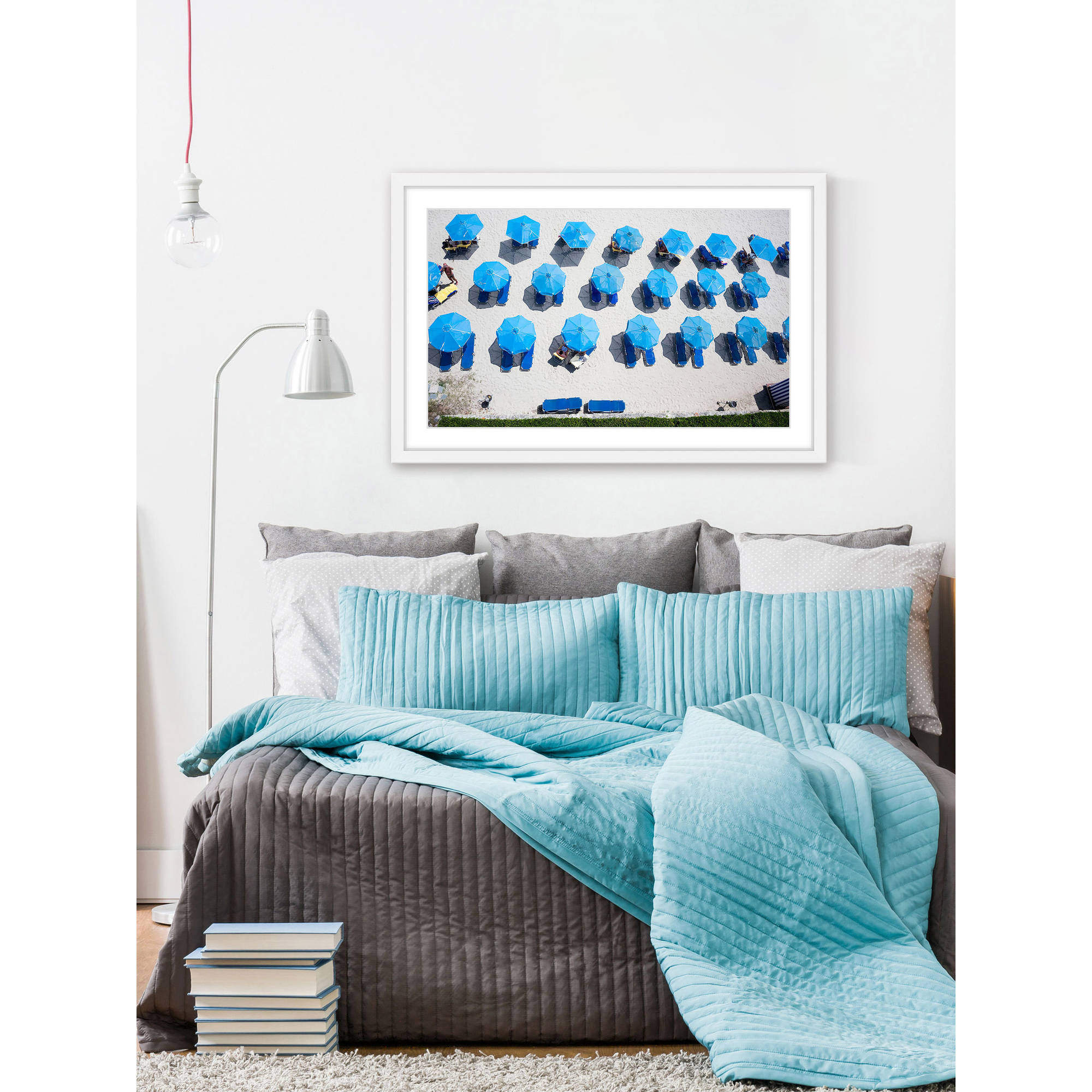 Marmont Hill "Blue Umbrellas" Framed Painting Print