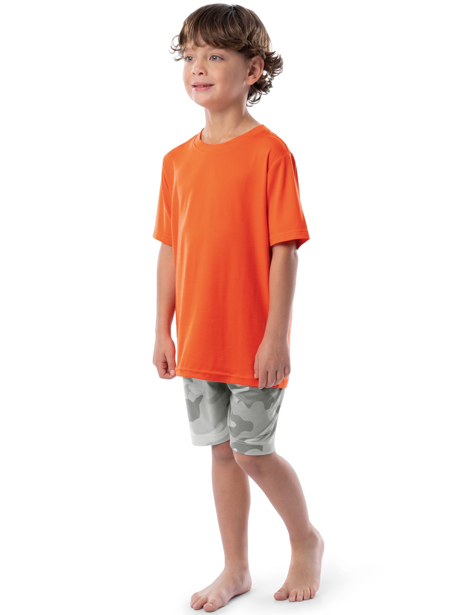 Fruit of the Loom Boy's Getaway Loose Fit Short Sleeve Top, Pajama Sleep pant & Short Set, 3-Piece, Sizes 4/5-14/16
