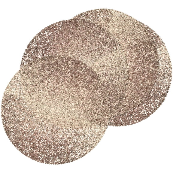 Placemats Set of 4, Stark 15 Inch Round Placemat for Kitchen Table Dinner, Party Holiday Event, Table Decor - Gold