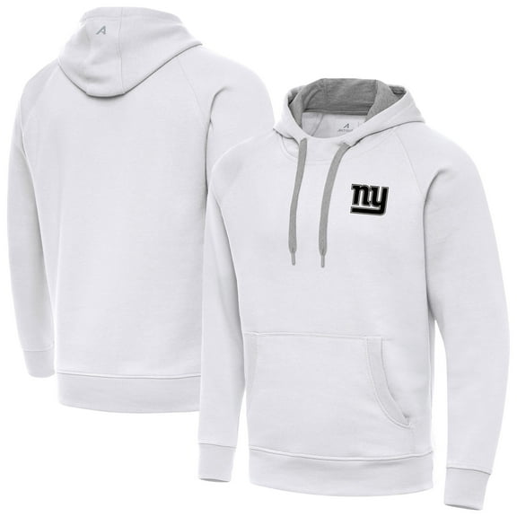 Men's Antigua White New York Giants Brushed Carbon Victory Pullover Hoodie