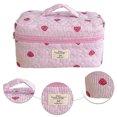 thumbnail image 5 of Quilted Strawberry Portable Make Up Bags Zipper Closure Travel Cosmetic Bags Large Skincare Brush Organizer Pouches for Women and Girls (L), 5 of 8