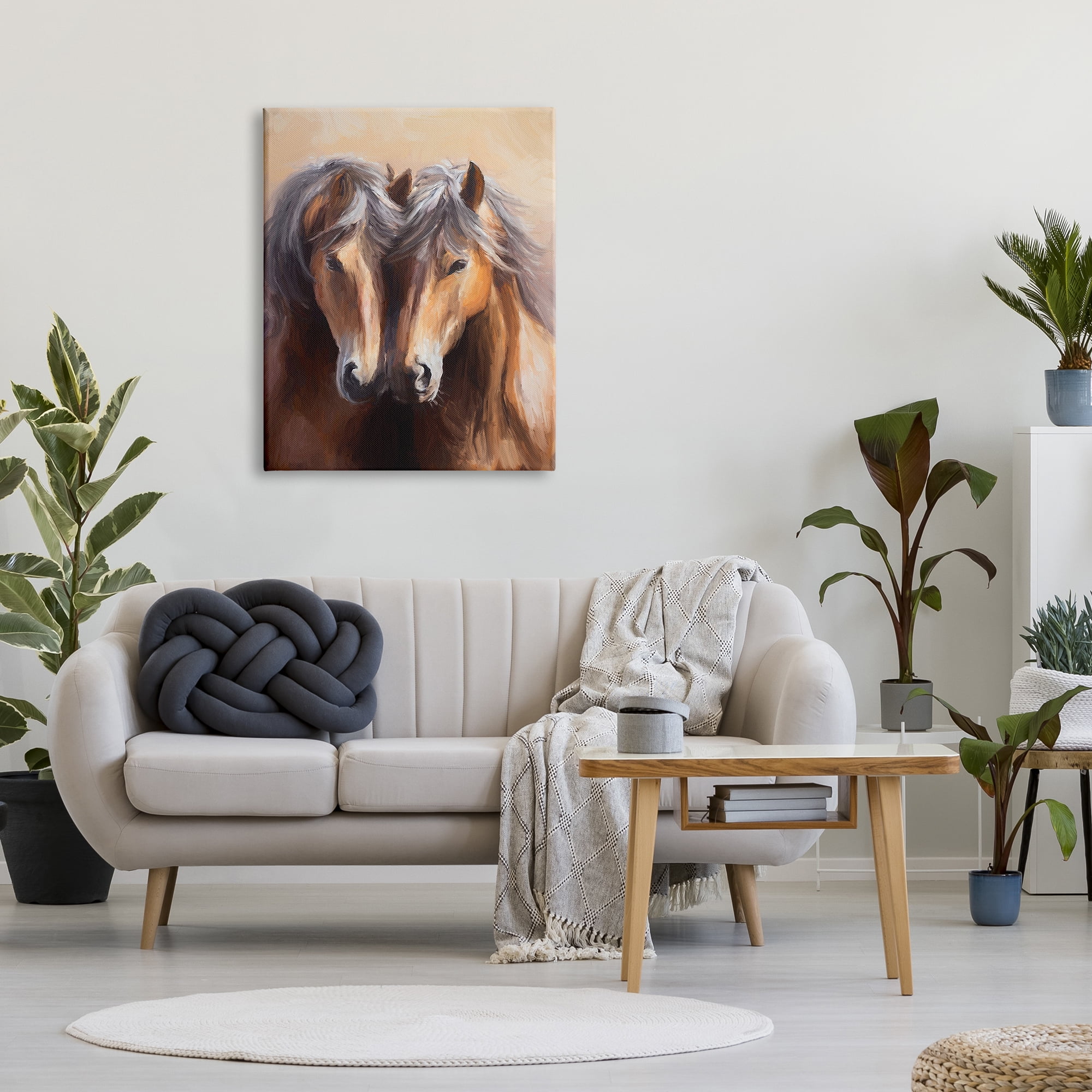 Stupell Industries Horse Twins Hugging Animals & Insects Painting Gallery Wrapped Canvas Art Print Wall Art, 30 x 40