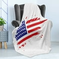 thumbnail image 4 of American Soft Flannel Fleece Throw Blanket, Grunge American Flag Composition Freedom Glory Patriotic Modern, Cozy Plush for Indoor and Outdoor Use, 70" x 90", Vermilion Navy Blue, by Ambesonne, 4 of 5