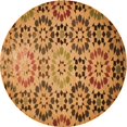 thumbnail image 1 of Ahgly Company Tapis Rond Lavable en Machine Intérieur Transitionnel Brun Selle, 4 Pieds Rond, 1 of 7