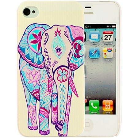 Zeimax Hard Case iPhone 4 4S Cover Back Skin the best design Protector Case type 0017 Elephant with (Best Sale Price For Iphone 4s)