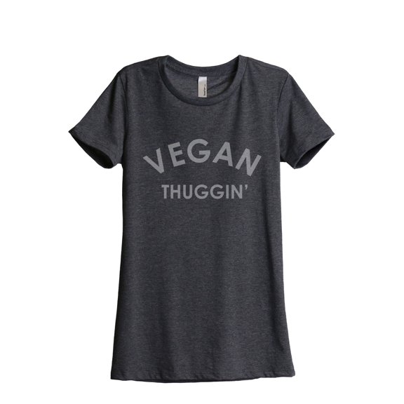 Vegan Thuggin' Women's Fashion Relaxed T-Shirt Tee Charcoal Grey X-Large