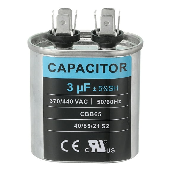 Uxcell CBB65 Capacitor, 3uF 370-440 VAC 50/60Hz Aluminium CBB65 Air Conditioner Motor Starting Capacitor for HVAC Systems, Air Conditioner, Heat Pump