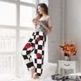thumbnail image 6 of Picia Ladybugs Of Black And White Checkers Womens Soft Woven Cotton Elastic Waistband Sleep Pajama Pant Lounge Sleep Pant With Pockets And Drawstring-Medium, 6 of 9