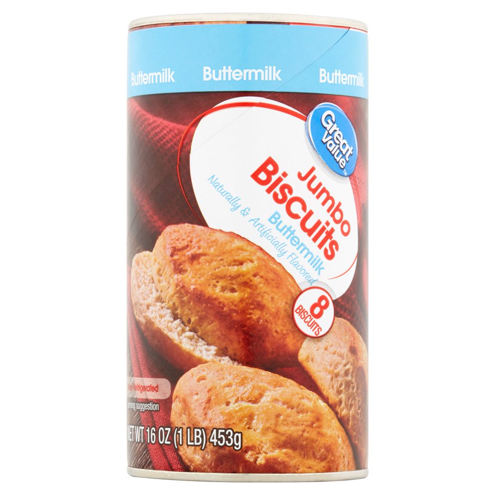 Great Value Jumbo Buttermilk Biscuits, 16 oz, 8 Count