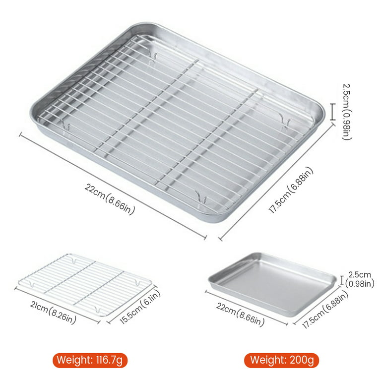 Relax love Baking Sheets and Racks Set Stainless Steel Baking Sheet Chef Baking  Sheet with Wire Rack Set for Oven and Dishwasher Heavy Duty,22 x 17.5 x  2.5cm 