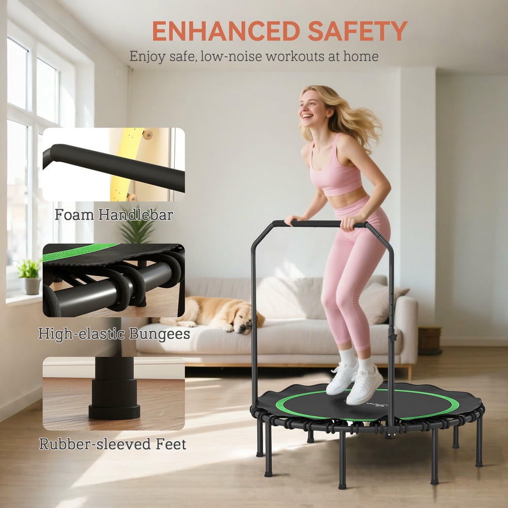 GVN 48" Trampoline with Adjustable Handle Bar, Outdoor Trampoline for Adults, Indoor, Outdoor, Green