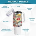 thumbnail image 4 of SKYSONIC 40 oz Stylized Flowers Tumbler with Handle and Straw Lid, Insulated Cup Reusable Stainless Steel Water Bottle Travel Mug, 4 of 7