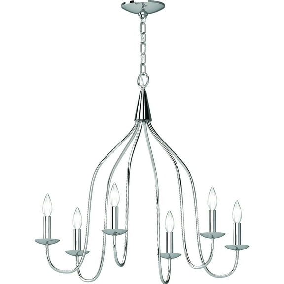 Volume Lighting 3056 Windsor 6 Light 26" Wide Taper Candle Chandelier - Chrome