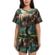 thumbnail image 1 of Fotbe Green Forest Dinosaur Conjunto de Pijama Estampado para Mujer, 2 Piezas, Ropa de Dormir con Camiseta de Manga Corta y Shorts Suaves-X-Large, 1 of 6