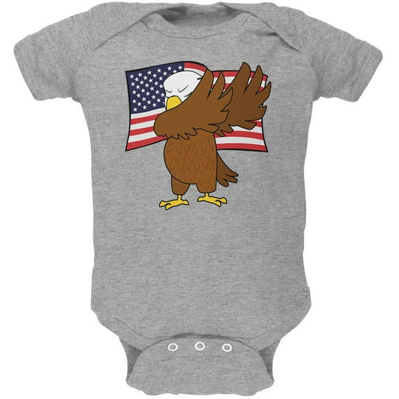 4th Of July America Dabbing Bald Eagle Soft Baby One Piece Heather 3-6 M