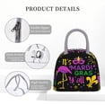 thumbnail image 4 of Easygdp Mardi Gras with Flamingo Bolsa de Almuerzo Insulada Grande, Forro de Aluminio, Diseño Espacioso, a Prueba de Fugas, Ideal para Trabajo, Picnics, Viajes y Actividades al Aire Libre, 4 of 6