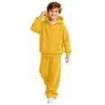 thumbnail image 3 of RMGVDSD Boys Sweatsuit Set Casual Solid Color Hoodie Sweatshirts And Wide Leg Sweatpants Two Piece Outfit Kids Fall Winter Clothing Sets 4-5 Years, 3 of 9