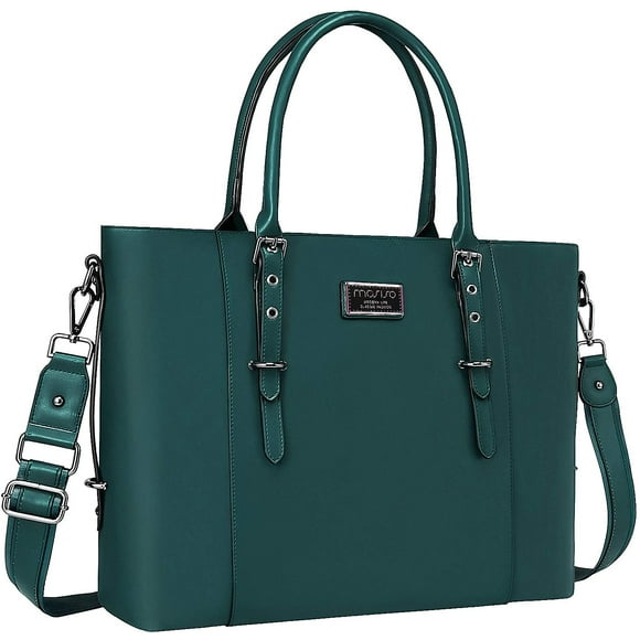 MOSISO PU Leather Laptop Tote Bag for Women (Up to 17.3 inch), Deep Teal