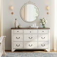 thumbnail image 3 of WAMPAT Modern 9-Drawer Farmhouse Dresser for Bedroom & Living Room - Rusic White Wood with Large Storage, Ideal as TV Stand or Organizer, 3 of 7