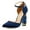 Blue, variant on XYD Women Graceful Crystal Block High Heels D'Orsay Ankle Strap Pointed Toe Satin Pumps Wedding Shoes Size 6.5 Pink