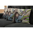 thumbnail image 5 of Ambesonne Cartoon Throw Pillow Cover 4 Pack, Alien Attack Astronaut, 16", Multicolor, 5 of 5
