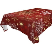 SKYSONIC Christmas Snowflake Tablecloth Waterproof Washable Polyester Square Table Cover Durable Tablecloth for Kitchen Dining Table Party Decor (60 X 120 Inch)