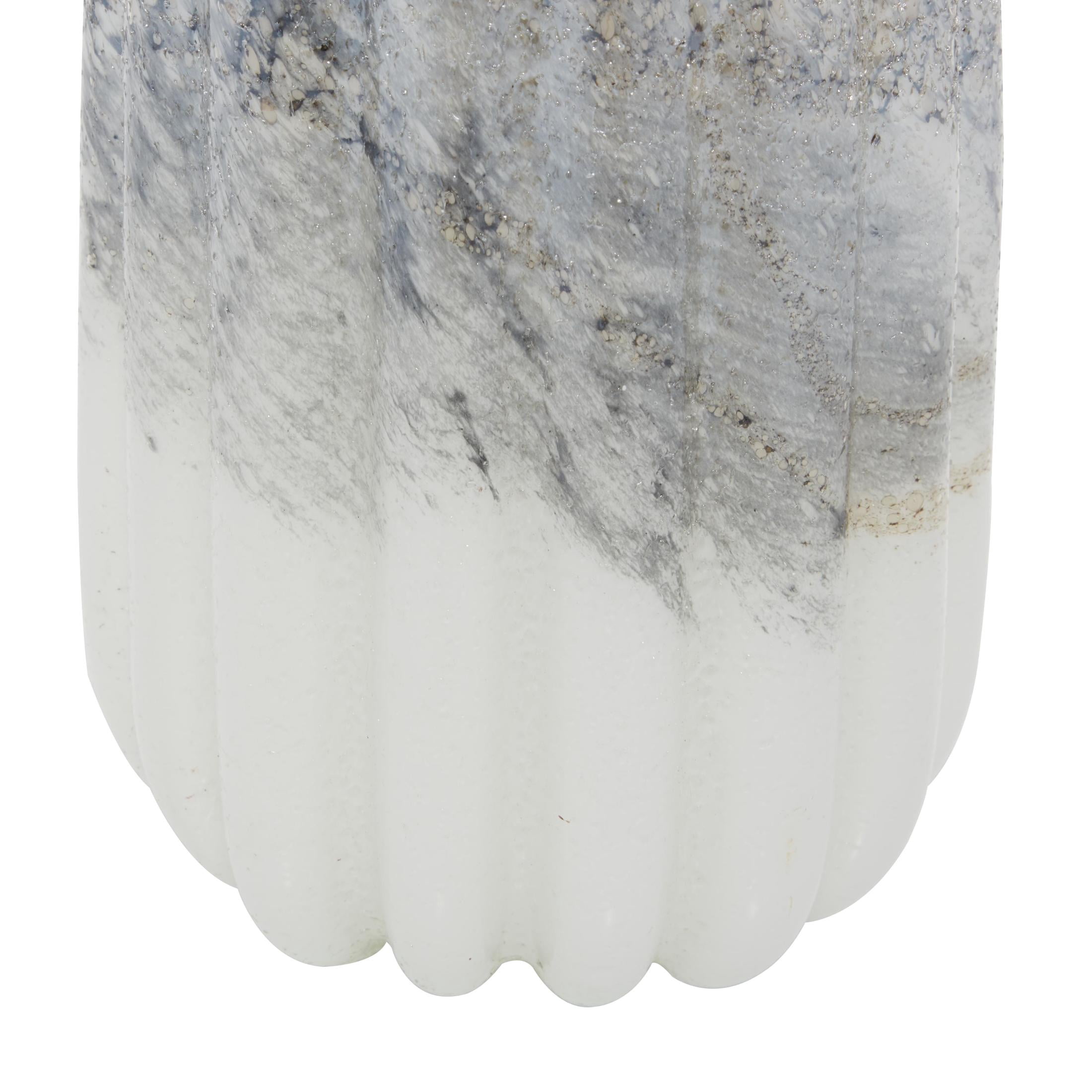 DecMode 12", 10"H Handmade Blown Gray Glass Vase, Set of 2