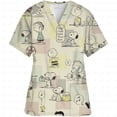 thumbnail image 3 of Ropa de mujer Estampado de dibujos animados de Snoopy Cuello en V Ropa de trabajo para mujer Tops Manga corta Con bolsillos Uniforme médico de enfermería, 3 of 4