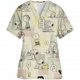 thumbnail image 4 of Ropa de mujer Estampado de dibujos animados de Snoopy Cuello en V Ropa de trabajo para mujer Tops Manga corta Con bolsillos Uniforme médico de enfermería, 4 of 5