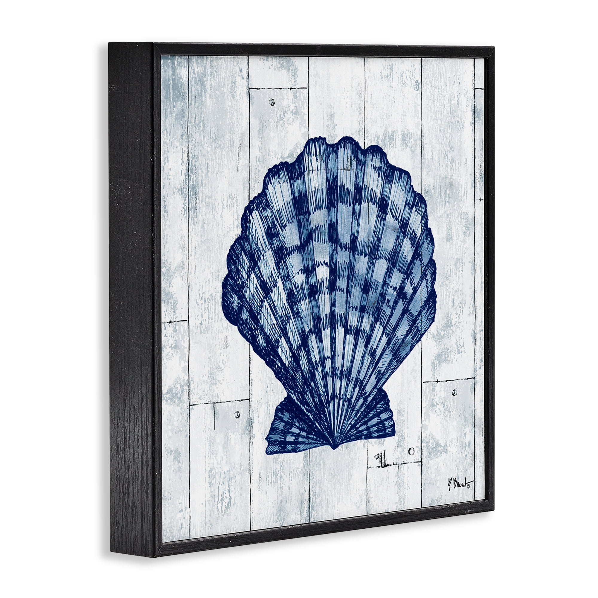 Stupell Industries Coastal Timberland Scallop Black Framed Giclee Art, design by Paul Brent