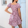 thumbnail image 4 of Mchoice Women's Summer Dresses Floral Puff Short Sleeve Ruched A Line Dress V Neck Ruffle Mini Short Dresses, 4 of 7