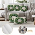 thumbnail image 6 of Spring Green Rose Wreath Pillow Covers 2 Pack Vintage Watercolor Green Floral Leaf Linen Pillowcase Waterproof Outdoor Throw Pillow Cover for Patio Garden Square Cushion 20”x20”, 6 of 9