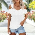 thumbnail image 5 of LADIGASU Women's Solided V-neck Short Sleeved Loose Top, 5 of 7