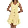 thumbnail image 2 of Women's Solid Color V-Neck Sleeveless Casual Summer Dress, 2 of 8