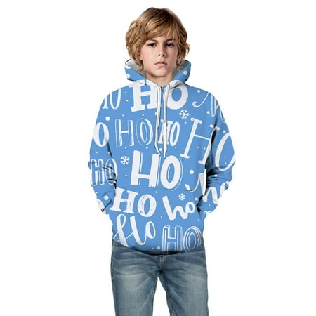 

Little Child Kids Hooded Merry Christmas Party Holiday 3D Printed Pullover Pocket