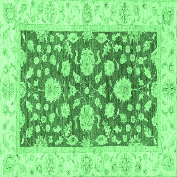 Ahgly Company Indoor Square Oriental Emerald Green Traditional Area Rugs, 5' Square