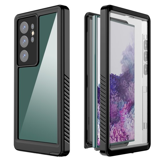 Waterproof Phone Case for Samsung Galaxy S22 Ultra with Built-in Screen Protector, Full Body Protection Military Grade Drop Proof Shockproof Dustproof Rugged Cover for Samsung Galaxy S22 Ultra, Black