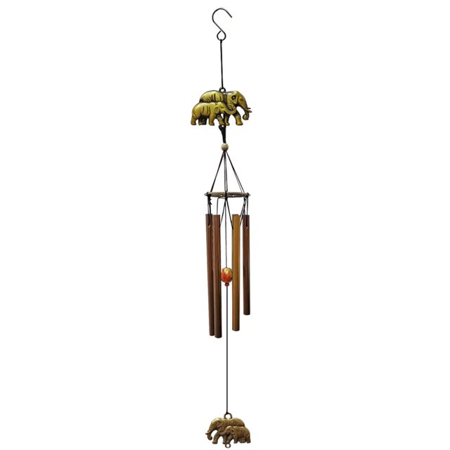 Inteprter Carillón de viento Adornos para habitaciones al aire libre Balcón Colgante Prop Tubos de metal Adorno colgante Decoración del hogar Patrón de Jardín y Patio patrón de elefante Inteprter HA061445-03
