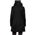 thumbnail image 2 of RAINFOREST WOMENS RUCHED FRONT HIDDEN HOOD TRAVEL RAIN JACKET (Black,X-Small), 2 of 4