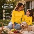 thumbnail image 6 of QUALFORT Women's Long Sleeve Shirts, 100% Cotton Crew Neck Long Sleeve T Shirt for Women, Soft Lightweight Casual Basic Cotton Top, Yellow XXL, 6 of 7