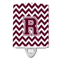 thumbnail image 1 of Carolines Treasures CJ1051-RCNL Letter R Chevron Maroon & White Ceramic Night Light, 1 of 1